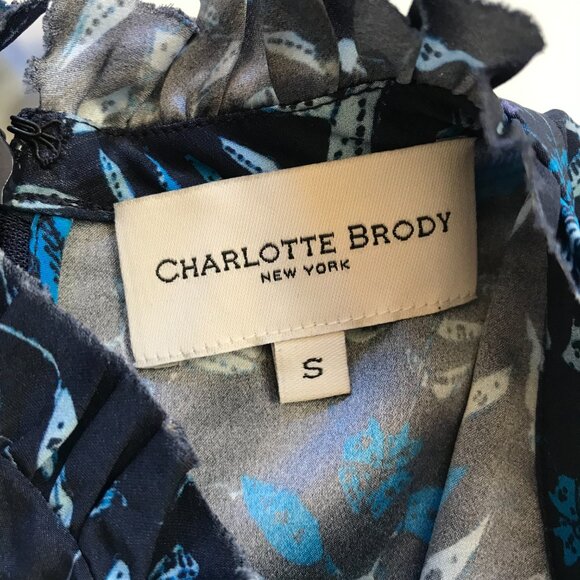 Charlotte Brody Gathered Top Shirt Blouse Womens Small Blue Purple Long Sleeve - Picture 5 of 10